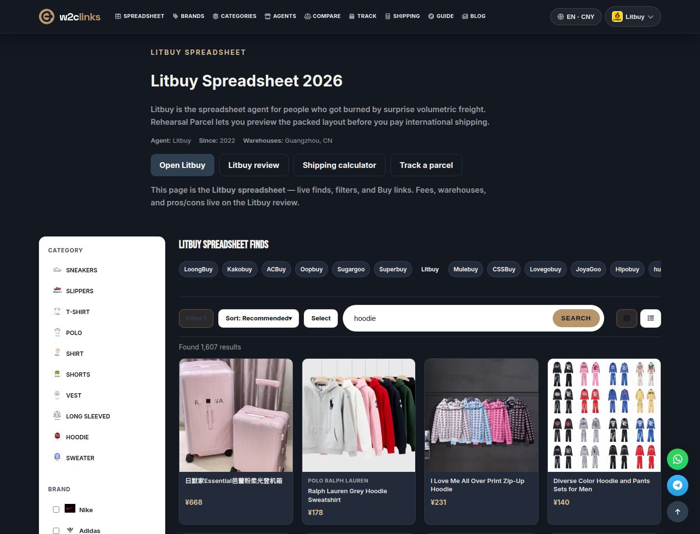 Hoodie-zoekopdracht in de LitBuy-catalogus op w2clinks